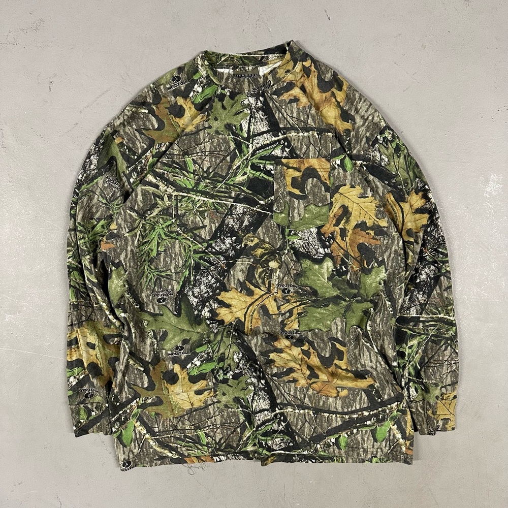 Vintage 90s Jerzees Camouflage Mossy Oak Realtree Retro Pocket Tee T-Shirt